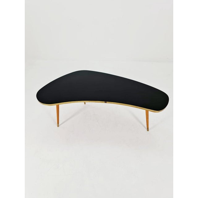 Mid-Century German Tripod Glass & Brass Coffee Table from Else, 1950s For Sale - Image 3 of 11