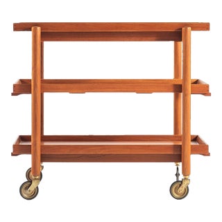 Expandable Danish Modern Bar Cart in Teak by Poul Hundevad, for Domus Danica, Denmark, circa 1960's