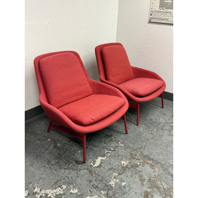 2020s Blu Dot Field Craig Red Lounge Chairs, Pair For Sale - Image 5 of 12