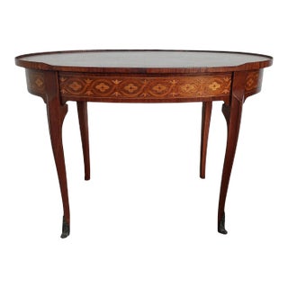 Louis XVI Style French Marquetry Oval Mahogany Tea Service Table For Sale