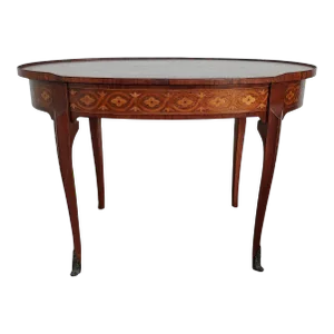 Louis XVI Style French Marquetry Oval Mahogany Tea Service Table