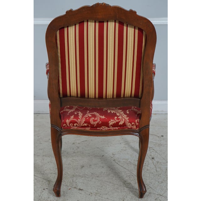 Pair Ethan Allen Damask Upholstered French Open Armchairs Chairish