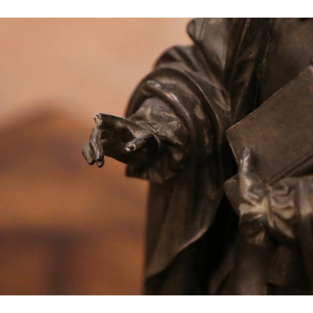 Black 19th Century Patinated Spelter Figure of French Philosopher Blaise Pascal For Sale - Image 8 of 13