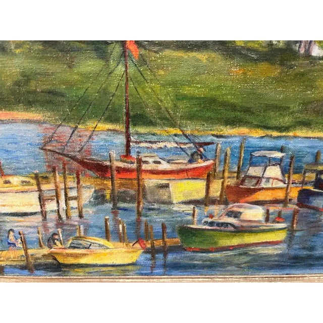 Baby Blue Mid-20th Century Painting of a Lighthouse For Sale - Image 8 of 12
