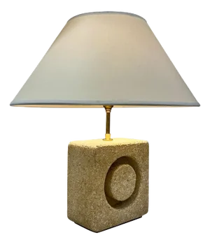 Vintage Carved Limestone Table Lamp France 1970
