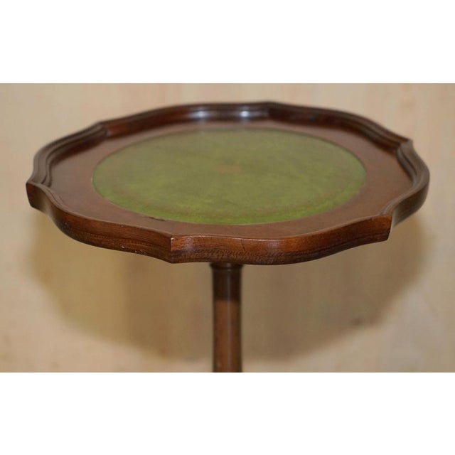 British Pie Crust Racing Green Leather Gold Leaf Tripod Table For Sale - Image 3 of 17
