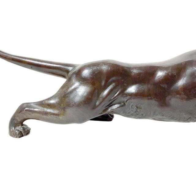 Antique 19th Century Japanese Meiji Okimono Bronze Tiger Sculpture - Signed For Sale - Image 4 of 12