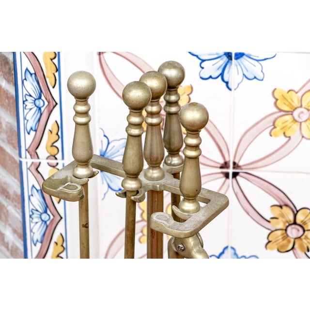 Traditional A Wonderful Collection of Antique Brass Fireplace Accessories For Sale - Image 3 of 12