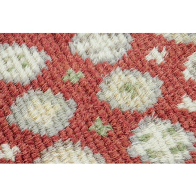 Vintage Swedish Rya Runner With Red, Gray & Cream Geometric Pattern ...