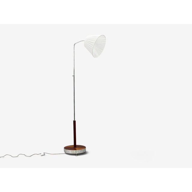 1930s Swedish Art Deco, Floor Lamp, Mahogany, Chrome For Sale - Image 4 of 13