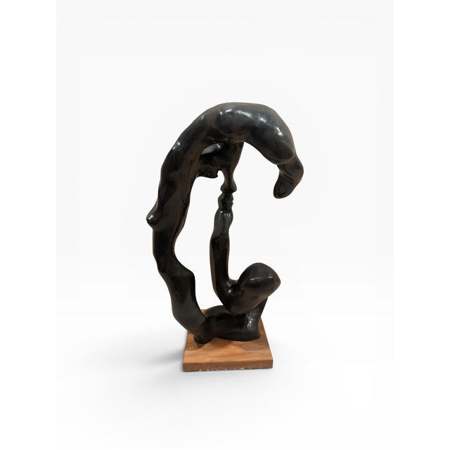 Contemporary Contemporary Abstract Face Sculpture on Wood Base in the Style of Austin Sculpture For Sale - Image 3 of 6