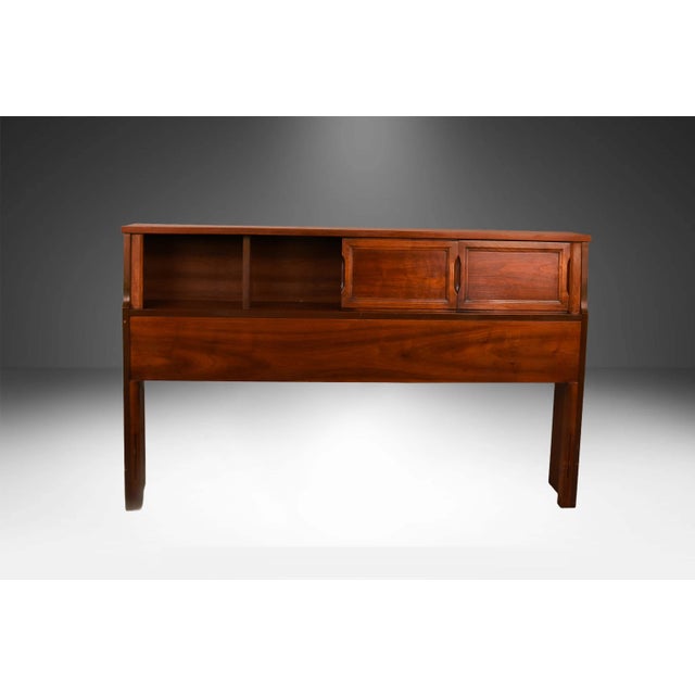 1960s 1960s Mid Century Full Headboard Storage Bookcase For Sale - Image 5 of 13