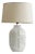 Textured Ceramic & Linen Lamp For Sale