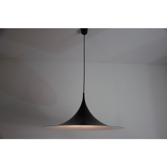 Black Round Pendant Lamp attributed to Fog & Mørup, 1970s For Sale - Image 12 of 13