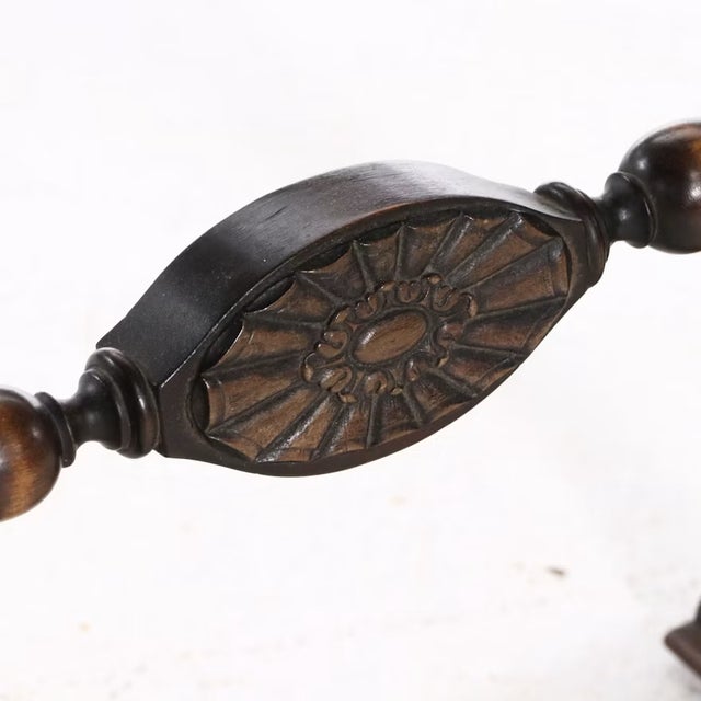 Traditional 20th Century Renaissance Revival Walnut Inlay Accent Table With Trestle Base For Sale - Image 3 of 9