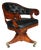 Antique English Chesterfield Captain's Desk Chair in Mahogany, 1830s For Sale