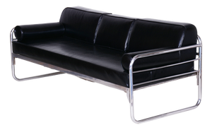 Bauhaus Sofa in Chrome and Leather by Hynek Gottwald, Czech, 1930s