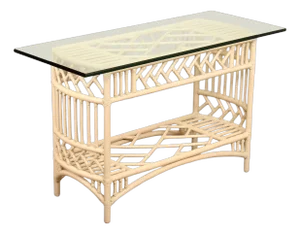 Ficks Reed Glass Top Rattan Console