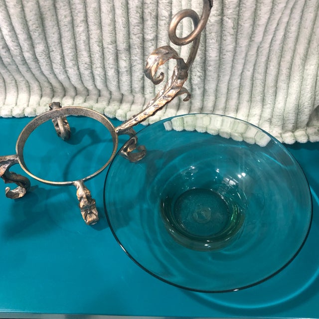 Metal 1990s Glass and Metal Dragonfly Candy Dish For Sale - Image 7 of 8