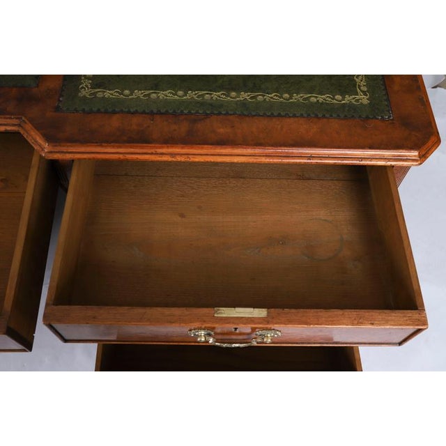 Antique Victorian Burr Walnut Partners Pedestal Desk, 1900s For Sale - Image 12 of 18