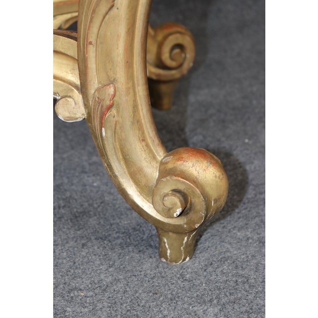 19th Century French Rococo Carved Giltwood Marble Top Console Table For Sale - Image 14 of 14