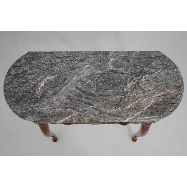 Vintage Victorian Style Mahogany Marble Top 1 Drawer Console Table For Sale - Image 10 of 17