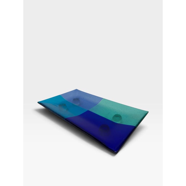 Mid-Century Modern Signed Outi Turpeinen for Nuutajärvi Finnish Fused Art Glass Platter For Sale - Image 3 of 8