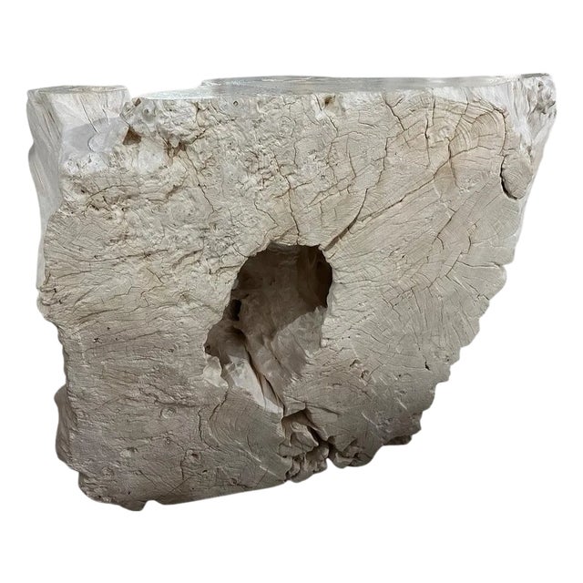 Andrianna Shamaris Century Old Bleached Teak Wood Console Table For Sale