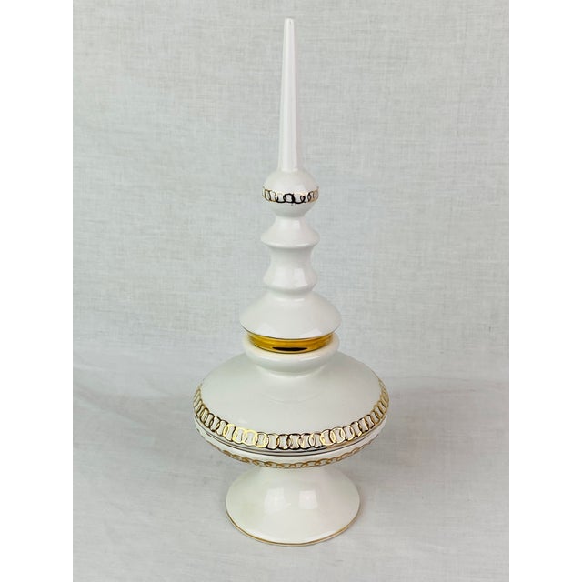 Gold White Mediterranean Spice Jar Urn – 2 Pieces For Sale - Image 4 of 13