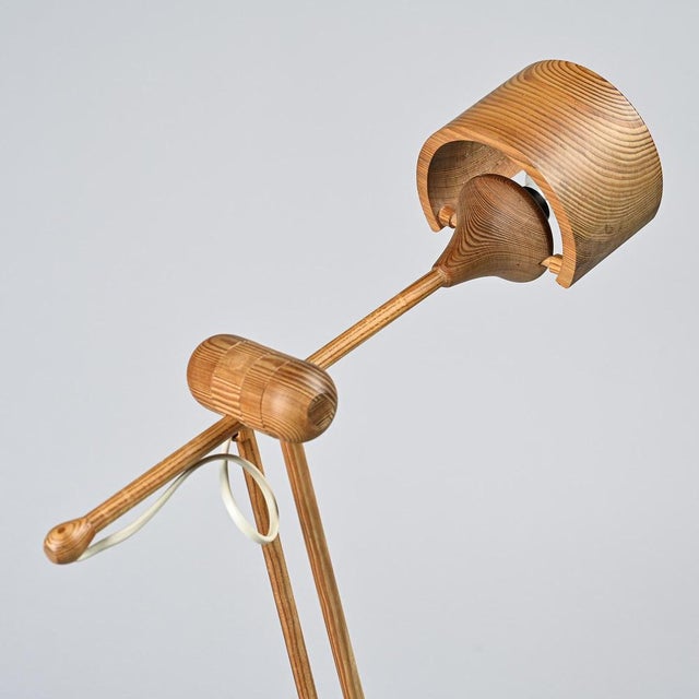Turned Wood Desk Lamp, Switzerland, 1970s For Sale - Image 11 of 12