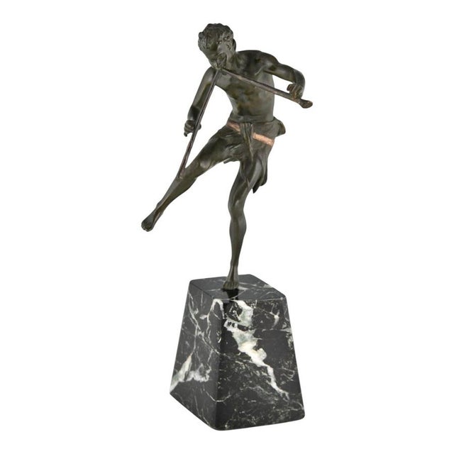 Art Deco Bronze Sculpture Satyr with Flutes – Edouard Drouot, 1920 An elegant and expressive Art Deco bronze sculpture...