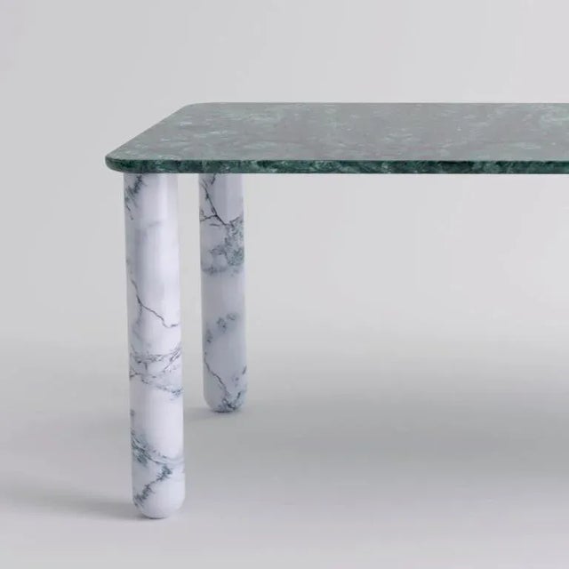 Contemporary Green and White Marble Sunday Dining Table by Jean-Baptiste Souletie For Sale - Image 3 of 9