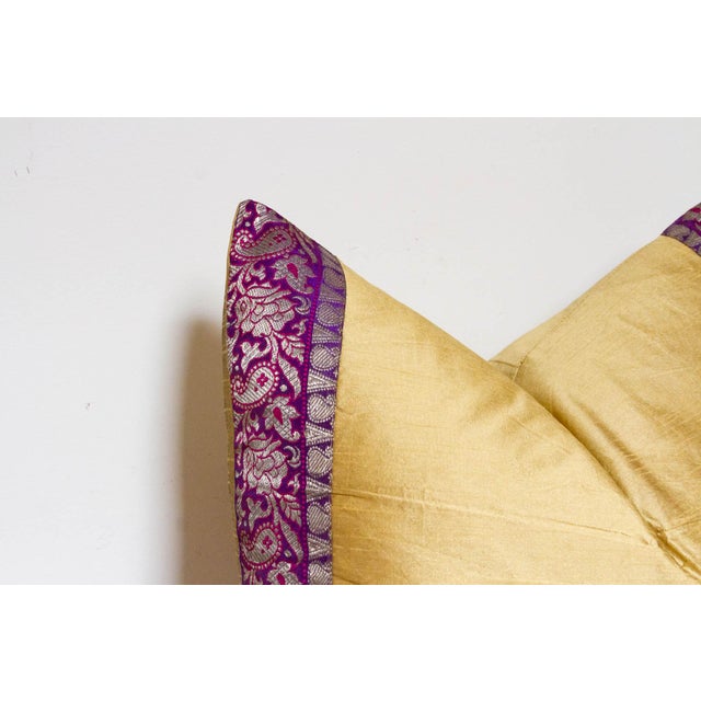 Sandy Gold Festive Silk Euro Pillow Cover For Sale - Image 4 of 8