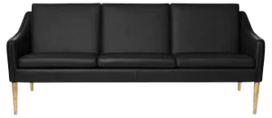 Mr Olsen 3 Seater Oak & Black Leather Challenger Sofa by Warm Nordic