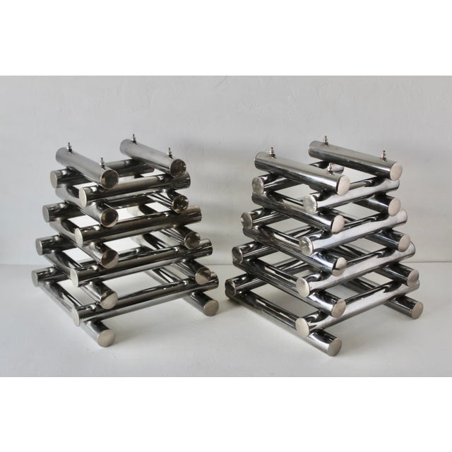 Paul Mayen Style Chrome Tubular Stacked Side Tables Vintage-a Pair For Sale - Image 12 of 17