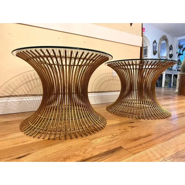 Pair of Warren Platner Style Gilt Steel End Tables For Sale - Image 10 of 12