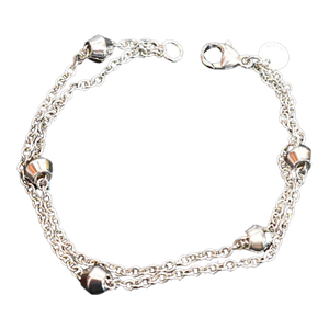 Tiffany & Co. Sterling Silver 'Barrel Bead' Station Double Strand Bracelet 7" Retired