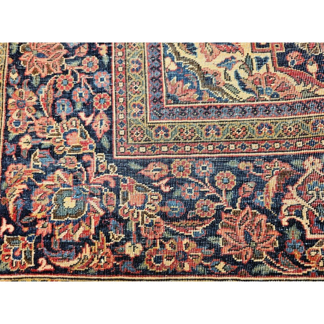Vintage Kashan Rug, Hand-Knotted Wool & Cotton, Floral Pattern, Red & Navy, 4x6 For Sale - Image 18 of 18