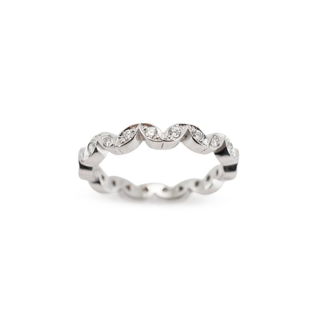 Early 21st Century 18k White Gold 0.22ct Round Brilliant Diamond Marquise Motif Eternity Band, Size 5.75 For Sale - Image 5 of 7