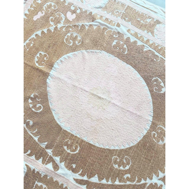 Textile Vintage Hand-Embroidered Terracotta Suzani From Uzbek For Sale - Image 7 of 8