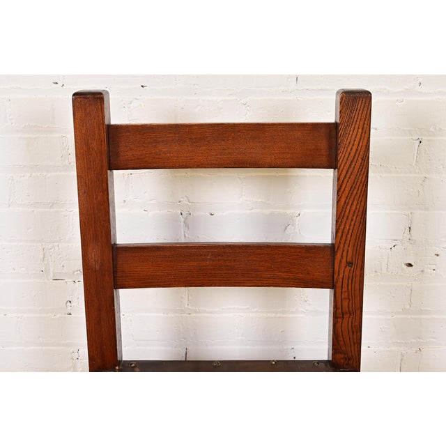 Joseph McHugh Antique Mission Oak Arts & Crafts Desk Chair or Side Chair, Circa 1920s For Sale In South Bend - Image 6 of 12