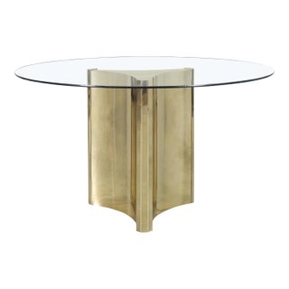 1970s Vintage Brass "Trilobi" Pedestal Dining Table by Mastercraft For Sale