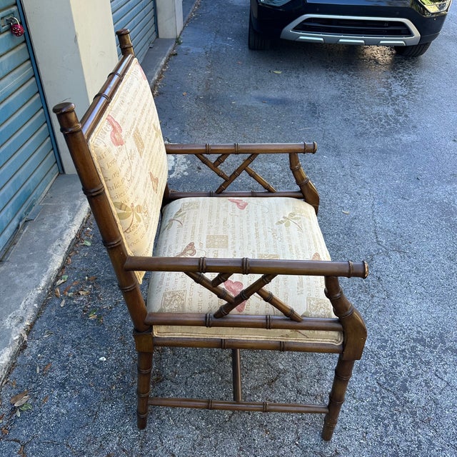 Chinese Chippendale Faux Bamboo Arm Chair For Sale In Tampa - Image 6 of 7