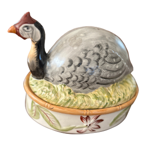 19th-Century Staffordshire Guinea Fowl Ceramic Tureen