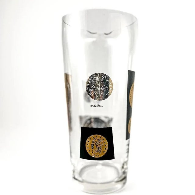 Mid 20th Century Cera 22k Gold & Black Coin Cocktail Mixer Chrome Caddy Cocktail Set- 9 Pieces For Sale - Image 10 of 11