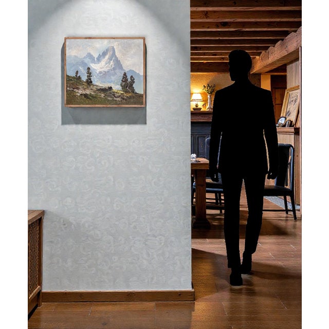 Cimon Della Pala Alpine Landscape with Dolomites, 20th Century, Oil on Canvas For Sale - Image 11 of 13