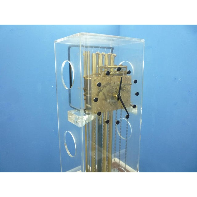 Contemporary Space Age Acrylic Glass & Brass Clock from Kieninger, 1970s For Sale - Image 3 of 18
