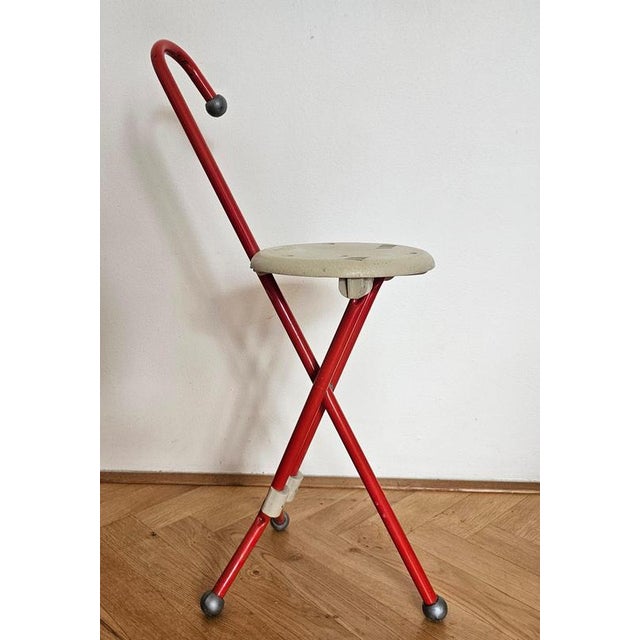 Red Mid-Century Ulisse Folding Stool by Ivan Loss, Sandrigarden, Italy, 1981 For Sale - Image 8 of 17