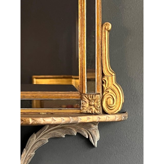 Late 19th Century 19th Century French Adam Style Carved Giltwood Beveled Mirror With Shelf For Sale - Image 5 of 11