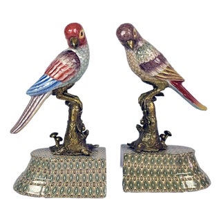 Bronze Ceramic Reggilibri Parrots from Royal Family, Set of 2 For Sale